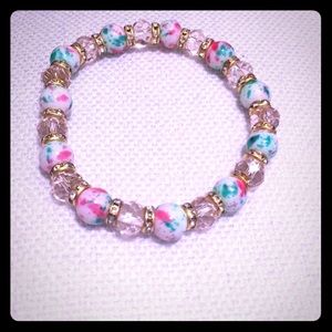 Gifted🎁Pink and teal bead bracelet (one only)